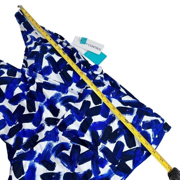 Sea & Sand Blue Paint Asymmetrical Wrap Swimdress - Picture 12 of 14